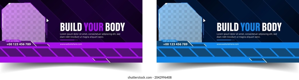 fitness club social media post and cover design. gym facebook cover. Facebook Cover  Facebook Cover Web Banner Social Media post template design for business marketing promotion.