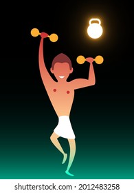 Club de fitness. Composición del vector en el estilo de gradiente