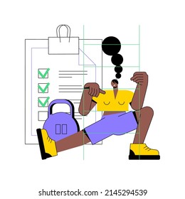 Fitness clubs and gyms pandemic regulations abstract concept vector illustration. Covid19 business restrictions ease, social distancing, clean equipment, training session abstract metaphor.