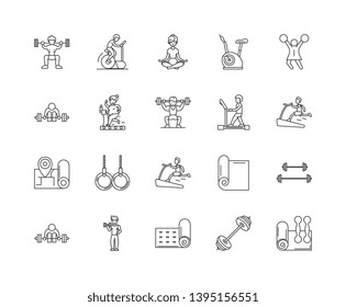 Fitness clubs line icons, signs, vector set, outline illustration concept 