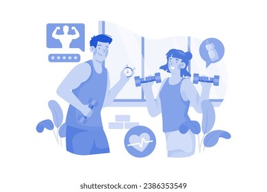 Fitness Coaches Training Woman In Gym
