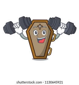Fitness coffin character cartoon style vector illustration