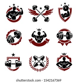 Fitness collection labels and elements set. Collection icon fitness. Vector