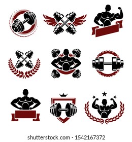 Fitness collection labels and elements set. Collection icon fitness. Vector
