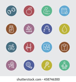 Fitness in color circle line icon