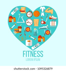 Fitness Colorful Flat Poster Flat Icons Stock Vector (Royalty Free ...