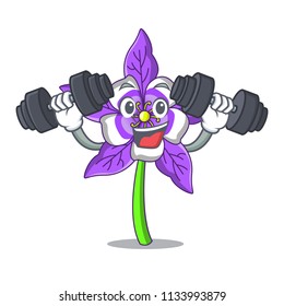 Fitness columbine flower character cartoon