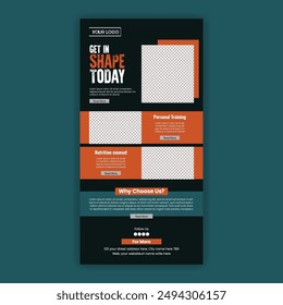 Fitness communication  email newsletter template for gym exercise website ui header or landing page design