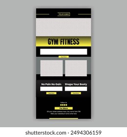 Fitness communication  email newsletter template for gym exercise website ui header or landing page design