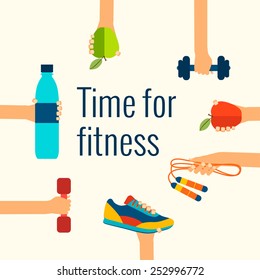 Fitness concept flat Isolated vector illustration and modern design element