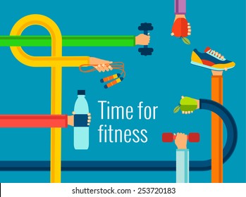 Fitness concept flat Isolated vector illustration and modern design element