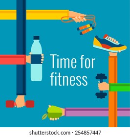 Fitness concept flat Isolated vector illustration and modern design element