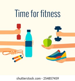 Fitness concept flat Isolated vector illustration and modern design element