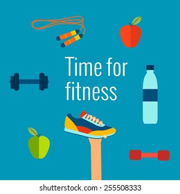 Fitness concept flat Isolated vector illustration and modern design element