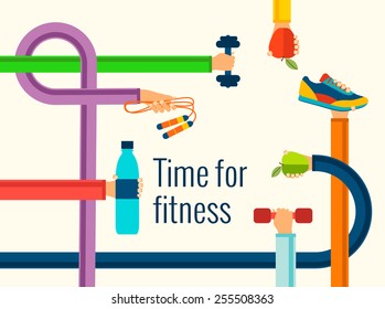 Fitness concept flat Isolated vector illustration and modern design element