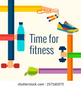 Fitness concept flat Isolated vector illustration and modern design element