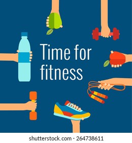Fitness concept flat Isolated vector illustration and modern design element 