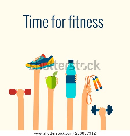 Fitness concept flat Isolated vector illustration and modern design element