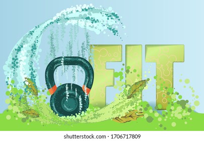 Fitness concept. Healthy lifestyle. Active lifestyle and fitness training. Modern flat cartoon style.