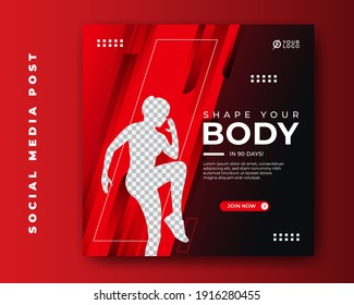 Fitness concept social media post banner template