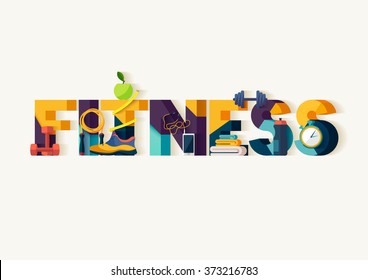 El concepto de fitness. Afiche tipográfico.