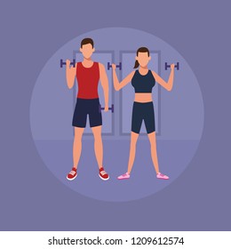 fitness couple doing exercise