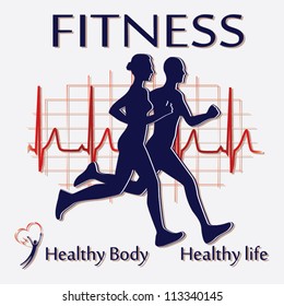 Fitness Couple Icon Vector