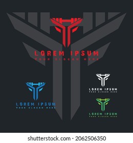 Fitness creative symbol abstract concept. Fitness business farm logo. Body building, Gym logo, Yoga logo, Robotic icon, Corporate identity logotype, letter face package, company graphic colorful logo.