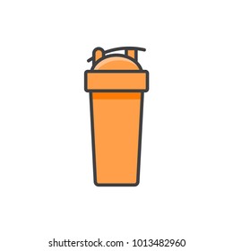 Fitness cup flat line colored icon.