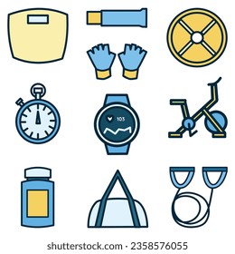 fitness Cute Flat Line Illustration