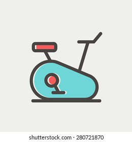 Fitness cycling icon thin line for web and mobile, modern minimalistic flat design. Vector icon with dark grey outline and offset colour on light grey background.