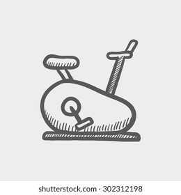 Fitness cycling sketch icon for web and mobile. Hand drawn vector dark grey icon on light grey background.