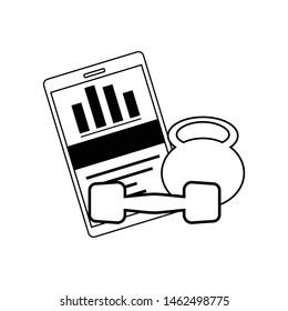 Fitness daily or monthly report application mobile tablet outline vector design