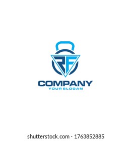 Fitness design logo elements and RF letter icon icons.