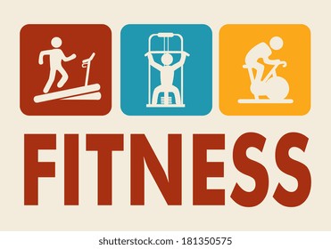 fitness design over beige background, vector illustration