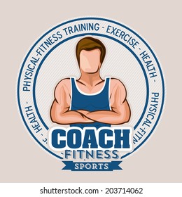 Fitness design over beige background, vector illustration