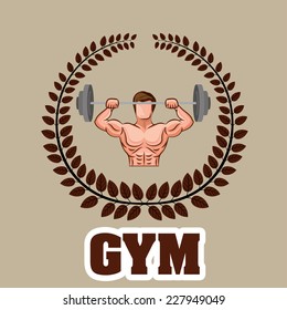 Fitness design over beige background,  vector illustration