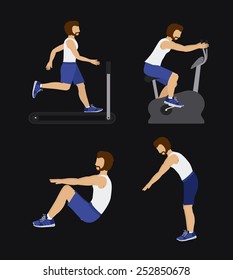 Fitness design over black background, vector illustration.