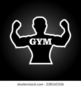 Fitness design over black background,vector illustration.