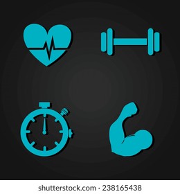 Fitness design over black background,vector illustration.