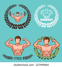 Fitness design over blue background,  vector illustration