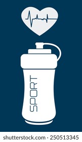 Fitness design over blue background, vector illustration.