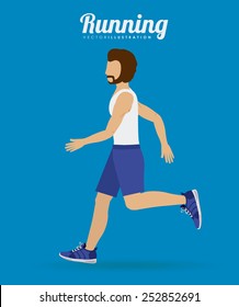 Fitness design over blue background, vector illustration.
