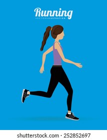 Fitness design over blue background, vector illustration.