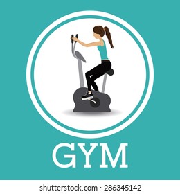 Fitness design over blue background, vector illustration