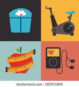 Fitness design over colorful background, vector illustration
