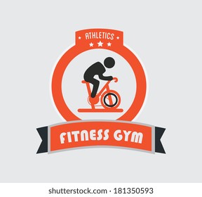 fitness design over gray background, vector illustration