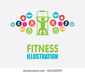 fitness design over gray background, vector illustration