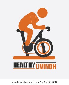 fitness design over gray background, vector illustration