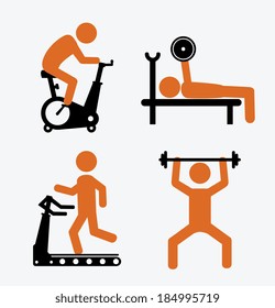 Fitness design over  gray background, vector illustration